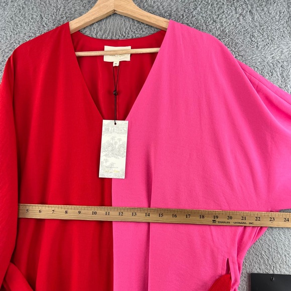 NWT Tuckernuck India Hicks Maxi Dress Womens M  Red Pink Colorblock Belted - Picture 7 of 13